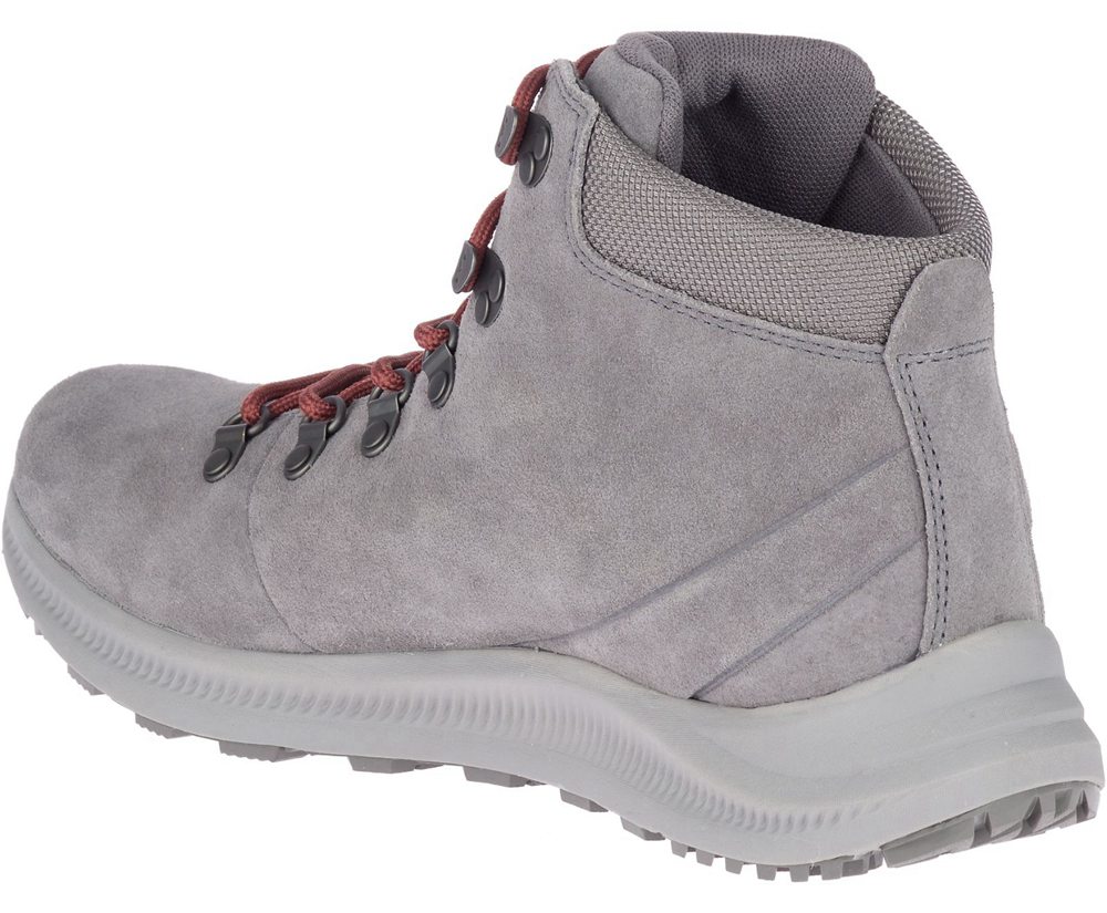 Merrell Hiking Boots Grey - Ontario Suede Mid - Mens 80UFYHDAE